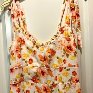 Abercrombie midi floral tie strap dress